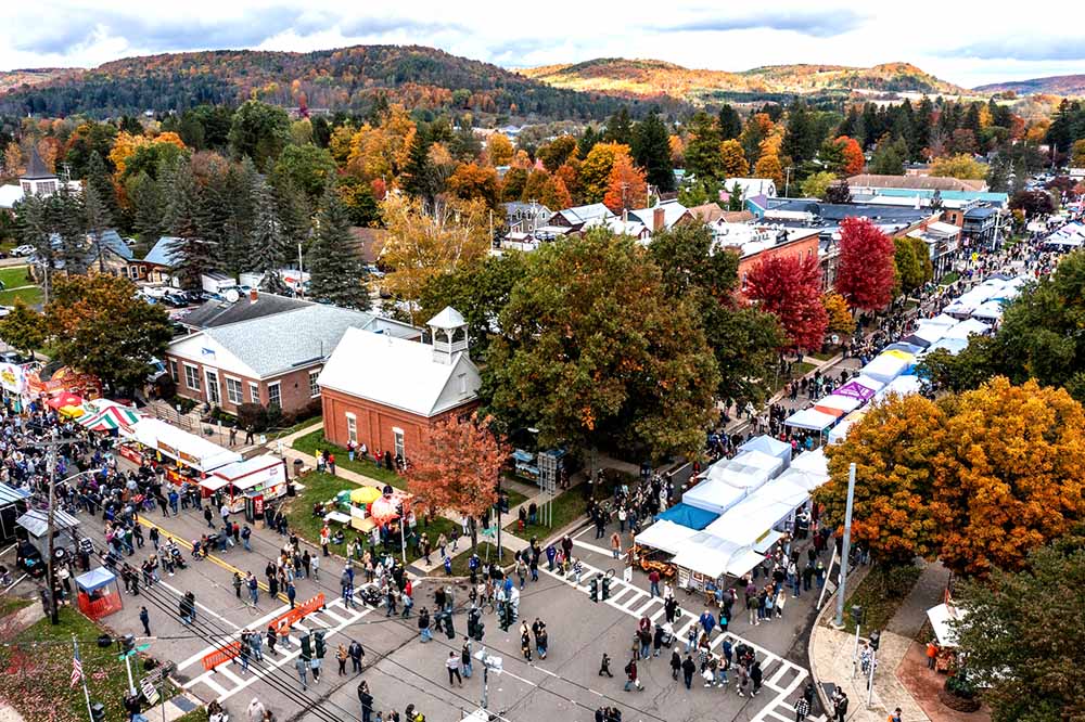 Fall Fest Ellicottville Aerial View